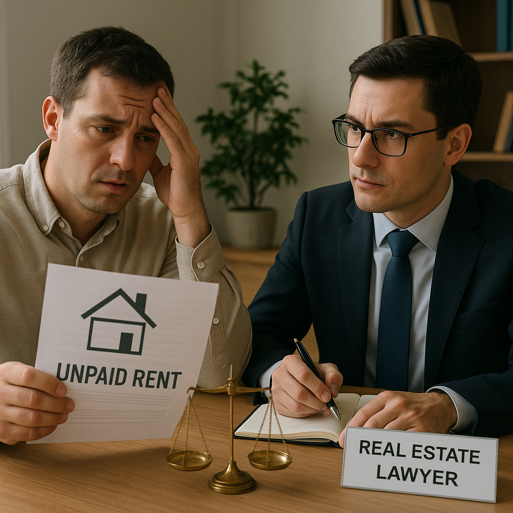 Un propietario consulta a un abogado inmobiliario